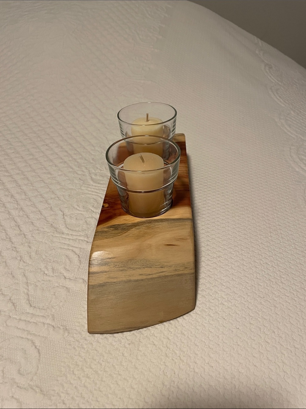 Natural Cedar Wood Double Votive Candle Holder - Unbranded, Brown - Picture 4 of 4